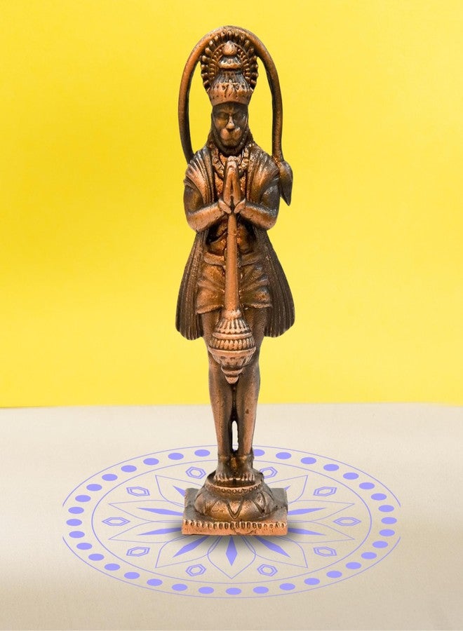 Bhimonee Decor Handmade Copper Hanuman Idol | 2.5 Inches | 40g | Patina Antique Finish | Bajrangbali Murti for Puja & Home Décor - Image 1